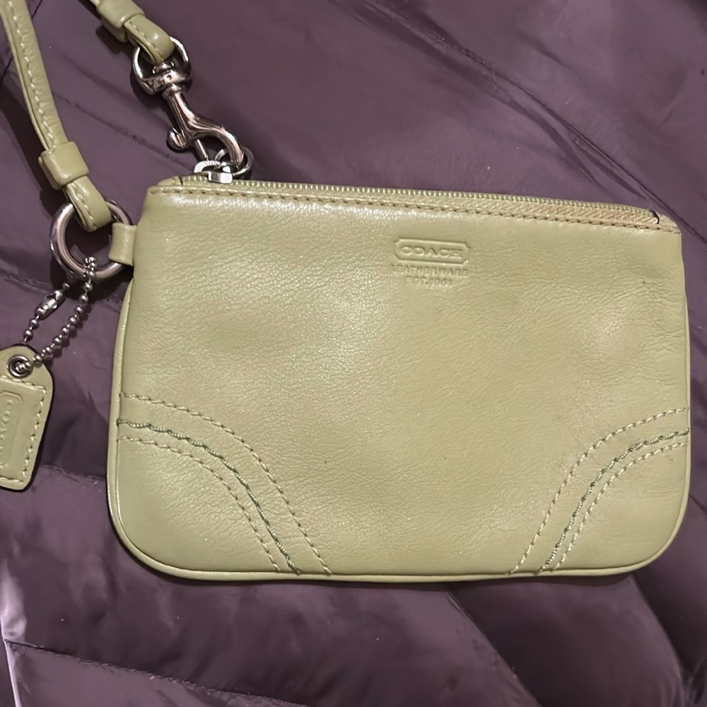 Like NEW- Coach Corner Zip Wristlet - - Color:Pale Lime - Very summery